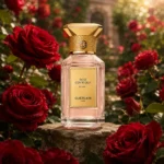 Guerlain Rose Centifolia Extrait Duftprobe vor roten Rosen
